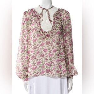 Elegant Floral Giambattista Valli Silk Blouse